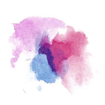 a pink and blue watercolor on a white background