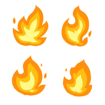 a set of four fire icons