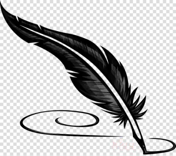 a black and white feather quil on a transparent background