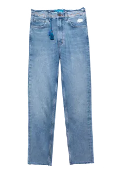 a pair of blue jeans on a white background