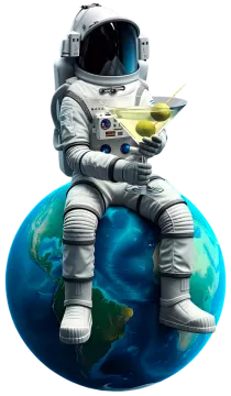 an astronaut sitting on top of a globe