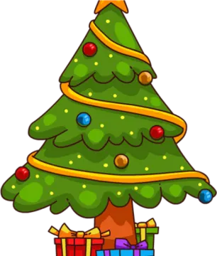 a christmas tree with presents around it
