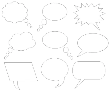 a set of speech bubbles on a white background
