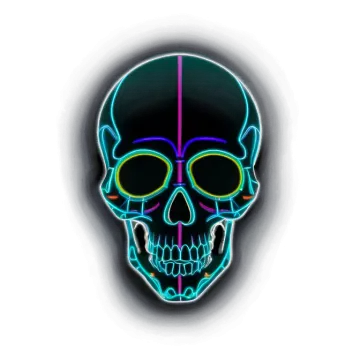 a neon skull with glasses on it
