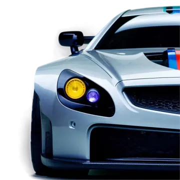 the front end of a silver sports car
