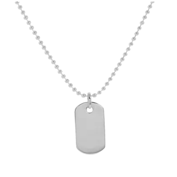 a dog tag necklace on a white background