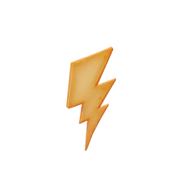 a yellow lightning bolt on a white background