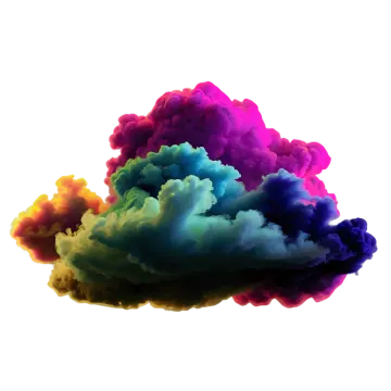 a cloud of colored smoke