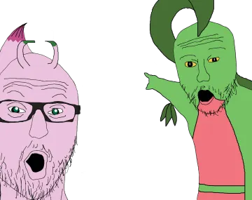 two cartoon characters, one is a man and the other is an alien
