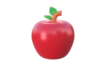an apple with a green leaf on top
