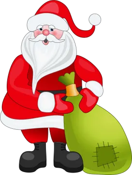 a santa claus holding a bag of presents