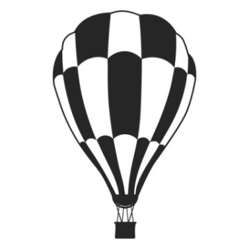 a black and white hot air balloon