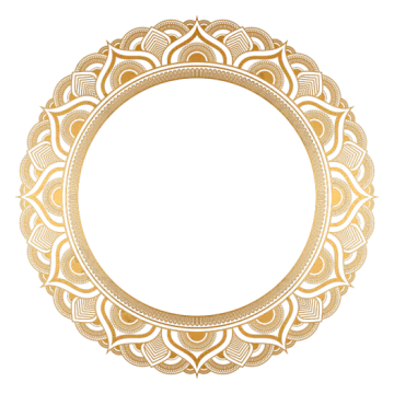 a circular gold frame with an ornate pattern