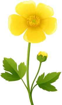 a yellow flower on a white background