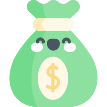 a green bag with a dollar sign on it