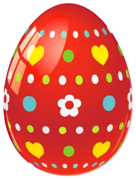 a red balloon with colorful polka dots on it