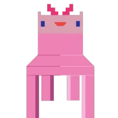 an image of a pink cat sitting on a stool