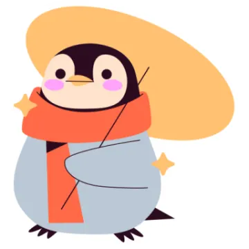a penguin wearing a hat and scarf