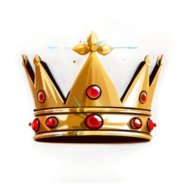 a gold crown with red gems on it
