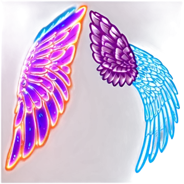 the wings are blue and purple