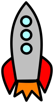 an image of a rocket with a red and blue tail
