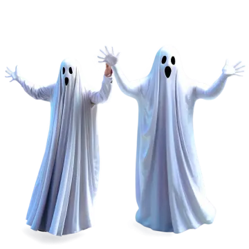 two people dressed as ghosts