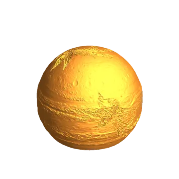 a golden sphere on a white background