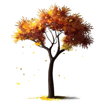 an autumn tree with falling leaves