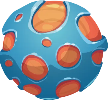 a blue ball with orange spots on it