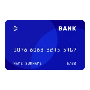 a blue bank card