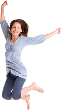 a woman jumping in the air