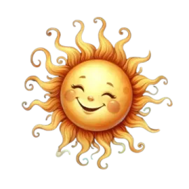 a smiling sun with its eyes closed