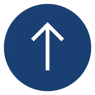 a blue circle with an arrow pointing up