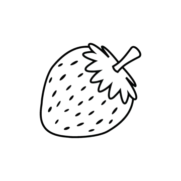a black and white line drawing of a strawberry