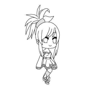 a drawing of an anime girl in black and white
