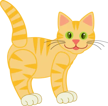 a cartoon cat with green eyes