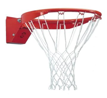 a red and white basketball hoop on a white background