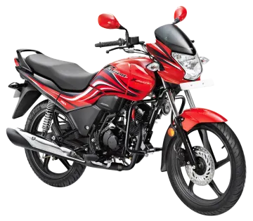 a red and black motorcycle on a white background