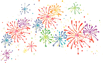 a group of colorful fireworks on white background