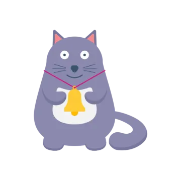 an illustration of a cat with a bell