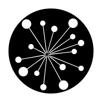 a black and white circle with several dots in it