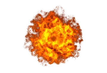 an explosion of fire on a white background