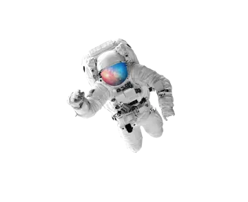an astronaut floating in the air