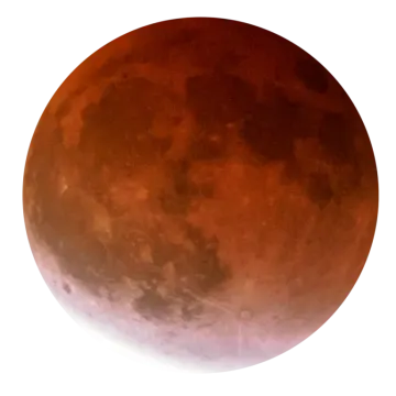 a red moon with a white background