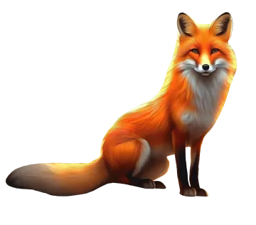 a red fox sitting down and looking at the camera