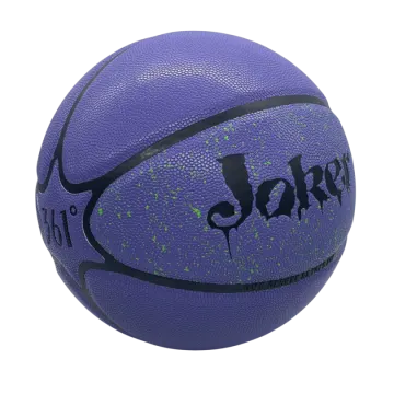 a purple basketball ball with black and green paint on it