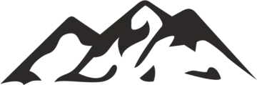 a black and white mountain logo
