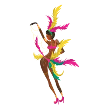 an illustration of a woman dancing with feathers