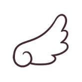 a line drawing of an angel wing