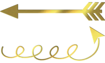 a gold arrow with the word feel on it